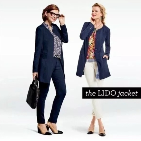 CAbi Jackets & Blazers - Cabi Lido Navy Blue Button Front Flap Pocket Stretch Jacket #5093 Size Medium